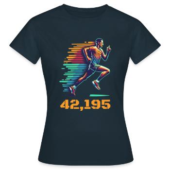 Un marathonien court un marathon de 42,195 km - T-shirt Femme - marine - Devant - AI Model Female 172 dark (172cm)