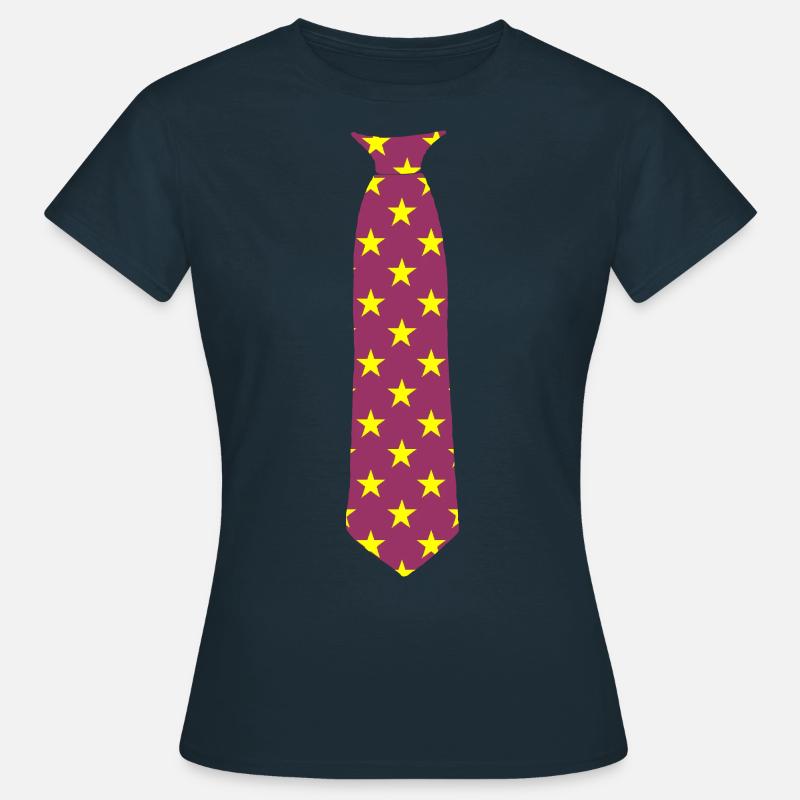 Tie - printed - Stars - Star pattern - Women's T-Shirt - navy