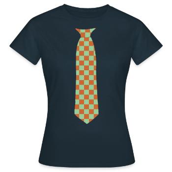 Krawatte Muster Formal Orange Grün - Frauen T-Shirt - Navy - Vorne - AI Model Female 172 dark (172cm)