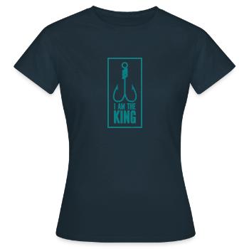 Angler Angelhaken Angelrute Sportfischer - Frauen T-Shirt - Navy - Vorne - AI Model Female 172 dark (172cm)
