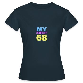 Age 68 - Women's T-Shirt - navy - Front - AI Model Female 172 dark (172cm)