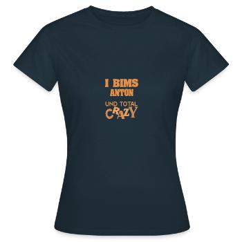 First name Anton - Women's T-Shirt - navy - Front - AI Model Female 172 dark (172cm)
