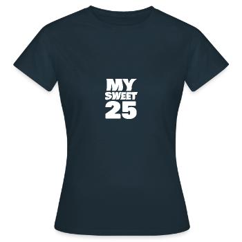 Age 25 - Women's T-Shirt - navy - Front - AI Model Female 172 dark (172cm)