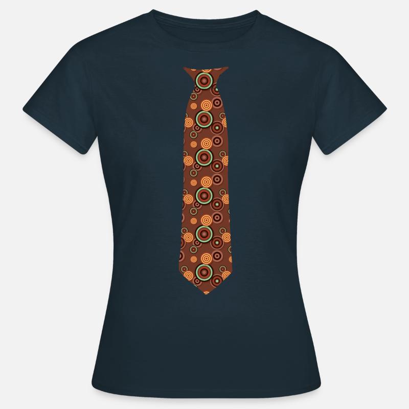 Tie pattern circles brown beige - Women's T-Shirt - navy