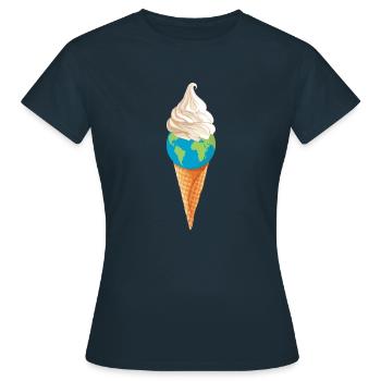 planet erde umweltschutz "eiskugel" summer vibes - Frauen T-Shirt - Navy - Vorne - AI Model Female 172 dark (172cm)