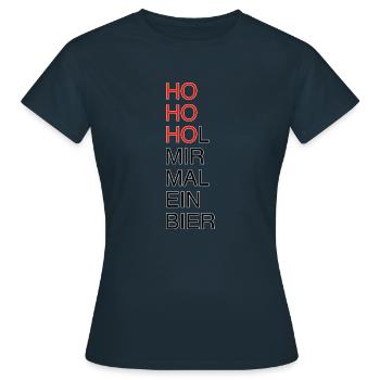 HOHO HOL MIR MAL EIN BIER - Frauen T-Shirt - Navy - Vorne - AI Model Female 172 dark (172cm)