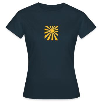 Sonne Strahlen Rechteck Design - Frauen T-Shirt - Navy - Vorne - AI Model Female 172 dark (172cm)