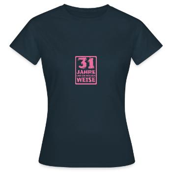 Age 31 - Women's T-Shirt - navy - Front - AI Model Female 172 dark (172cm)