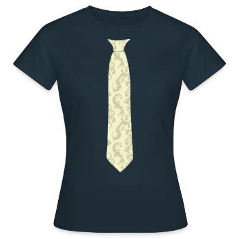 Fake necktie, retro tie - Women's T-Shirt - navy - Front - AI Model Female 172 dark (172cm)