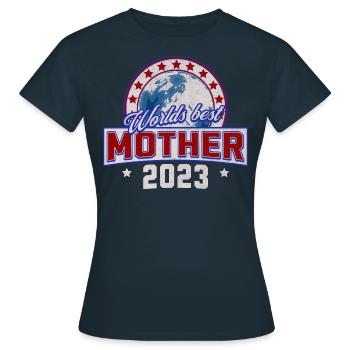 Worlds Best Mother 2023 College Design - Frauen T-Shirt - Navy - Vorne - AI Model Female 172 dark (172cm)
