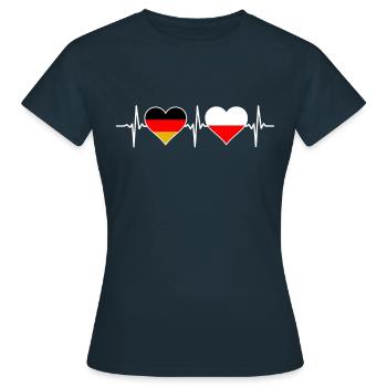 Deutsch Pole Deutschpole Deutschland Polen Flagge - Frauen T-Shirt - Navy - Vorne - AI Model Female 172 dark (172cm)