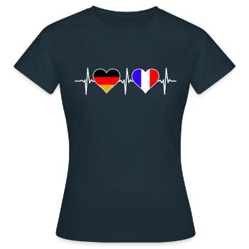 Deutschland Frankreich Herzschlag für Franzosen - Frauen T-Shirt - Navy - Vorne - AI Model Female 172 dark (172cm)