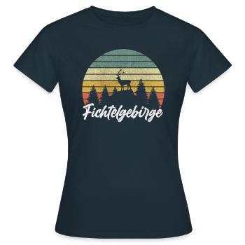 Fichtelgebirge Schneeberg Ochsenkopf Kösseine - Frauen T-Shirt - Navy - Vorne - AI Model Female 172 dark (172cm)