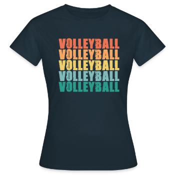 Retro Volleyballer Volleyball Set Volleyball Team - Frauen T-Shirt - Navy - Vorne - AI Model Female 172 dark (172cm)