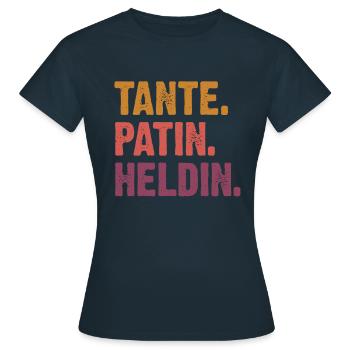 Tante Patin Heldin - Frauen T-Shirt - Navy - Vorne - AI Model Female 172 dark (172cm)