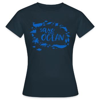 Save the Ocean - Frauen T-Shirt - Navy - Vorne - AI Model Female 172 dark (172cm)