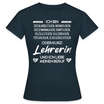 Lehrerin Referendarin und Klassenlehrerin Geschenk - Frauen T-Shirt - Navy - Vorne - AI Model Female 172 dark (172cm)