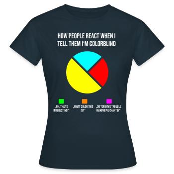 Kreisdiagramm farbenblind Reaktionen - Frauen T-Shirt - Navy - Vorne - AI Model Female 172 dark (172cm)