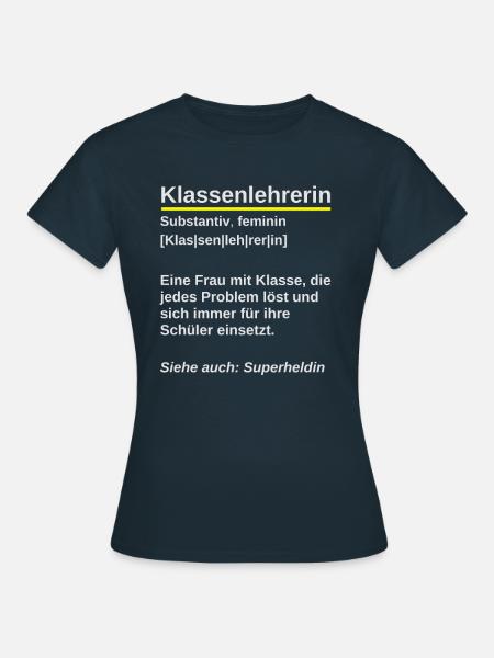 Klassenlehrerin Geschenk Lehrerin Wörterbuch - Frauen T-Shirt - Navy