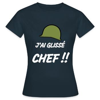 j ai glissé chef humour casque - T-shirt Femme - marine - Devant - AI Model Female 172 dark (172cm)