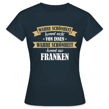 Franken Franke Fränkin Fränkisch Heimat Spruch - Frauen T-Shirt - Navy - Vorne - AI Model Female 172 dark (172cm)