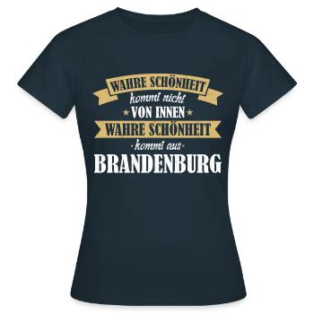 Brandenburg Brandenburger Berlin Heimat Bundesland - Frauen T-Shirt - Navy - Vorne - AI Model Female 172 dark (172cm)