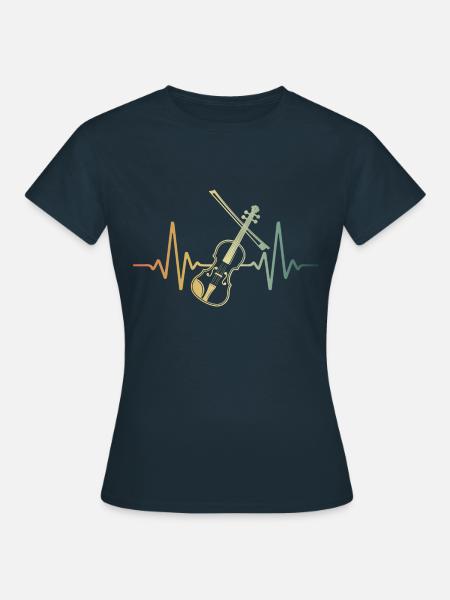 Geige Herzschlag Retro Violine Violinist - Frauen T-Shirt - Navy