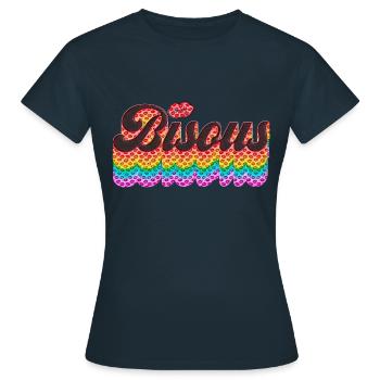 Bisou’s Kiss Kiss Love Saint-Valentin - T-shirt Femme - marine - Devant - AI Model Female 172 dark (172cm)