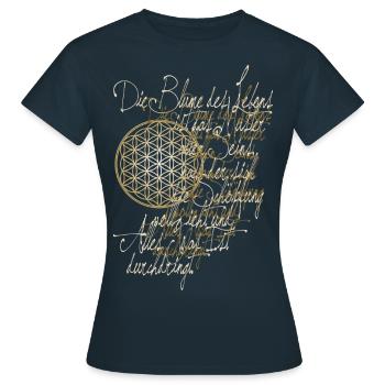 Poesie Kalligrafie Blume Des Lebens 3 - Frauen T-Shirt - Navy - Vorne - AI Model Female 172 dark (172cm)