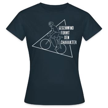 Gegenwind formt den Charakter Fahrrad Bike MTB - Frauen T-Shirt - Navy - Vorne - AI Model Female 172 dark (172cm)