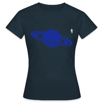 Saturn - Astronaut - Planet - Raumfahrt - Frauen T-Shirt - Navy - Vorne - AI Model Female 172 dark (172cm)