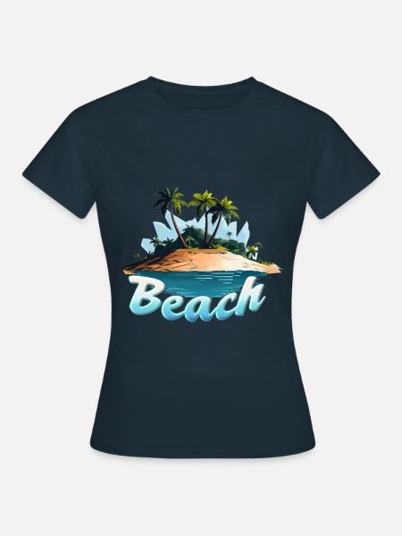 Beach Strand Comic Motiv - Frauen T-Shirt - Navy