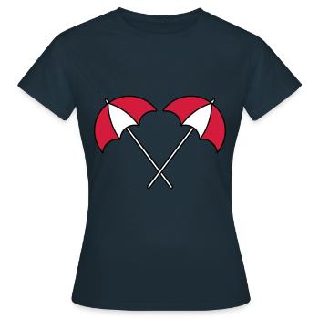 Sonnenschirm Muster Sommer - Frauen T-Shirt - Navy - Vorne - AI Model Female 172 dark (172cm)
