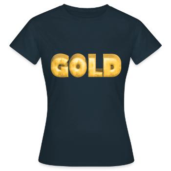 Gold gold Barres de police de texte Gold - T-shirt Femme - marine - Devant - AI Model Female 172 dark (172cm)