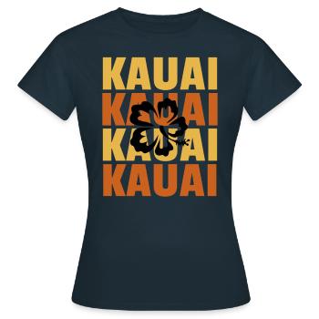 Hawaiian Islands Surf Style Kauai Fleur d'Hibiscus - T-shirt Femme - marine - Devant - AI Model Female 172 dark (172cm)