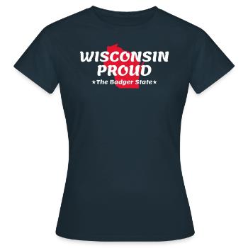Wisconsin Proud State Devise The Badger State print - T-shirt Femme - marine - Devant - AI Model Female 172 dark (172cm)