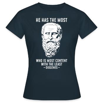 Il a le graphique le plus de citation de philosophie de Diogène - T-shirt Femme - marine - Devant - AI Model Female 172 dark (172cm)
