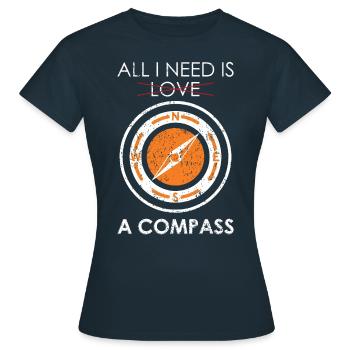 Alles was ich brauche ist ein Kompass Orientierungslauf Design - Frauen T-Shirt - Navy - Vorne - AI Model Female 172 dark (172cm)