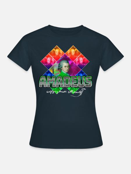 Mozart Pop-Art | Wolfgang Amadeus Mozart Geschenk - Frauen T-Shirt - Navy
