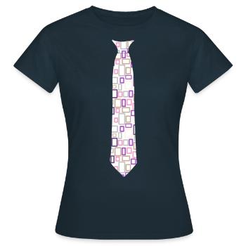 Krawatte Muster Bunt - Frauen T-Shirt - Navy - Vorne - AI Model Female 172 dark (172cm)
