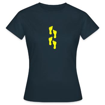 yellow right foot walk - Women's T-Shirt - navy - Front - AI Model Female 172 dark (172cm)