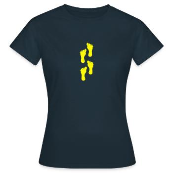 yellow left foot walk - Women's T-Shirt - navy - Front - AI Model Female 172 dark (172cm)
