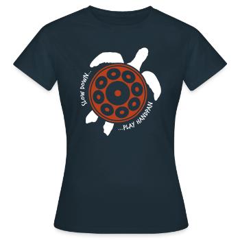 Handpan Turtle Handpan spielen - Frauen T-Shirt - Navy - Vorne - AI Model Female 172 dark (172cm)