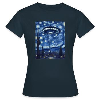 UFO Art Drôle et créatif UAP UFO - T-shirt Femme - marine - Devant - AI Model Female 172 dark (172cm)