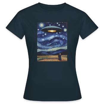 UFO Art Drôle et créatif UAP UFO - T-shirt Femme - marine - Devant - AI Model Female 172 dark (172cm)