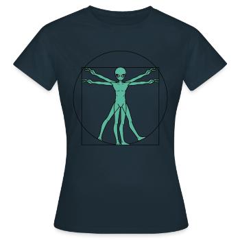 Création d’extraterrestres UFO Contact Alien - T-shirt Femme - marine - Devant - AI Model Female 172 dark (172cm)