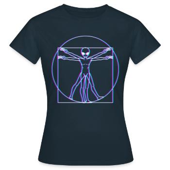 Création d’extraterrestres UFO Contact Alien - T-shirt Femme - marine - Devant - AI Model Female 172 dark (172cm)