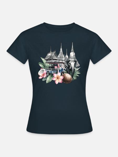 Thai-tempel Elefant Bangkok Pagode - Frauen T-Shirt - Navy