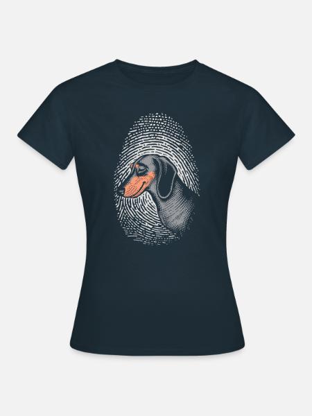 Dachshund Fingerprint Creative Dachshund - Frauen T-Shirt - Navy
