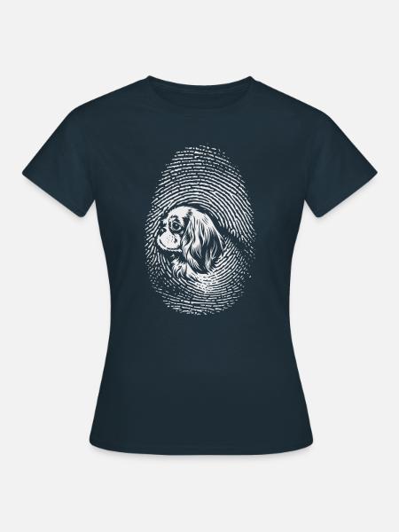 Spaniel Fingerprint Kreativer Spaniel - Frauen T-Shirt - Navy